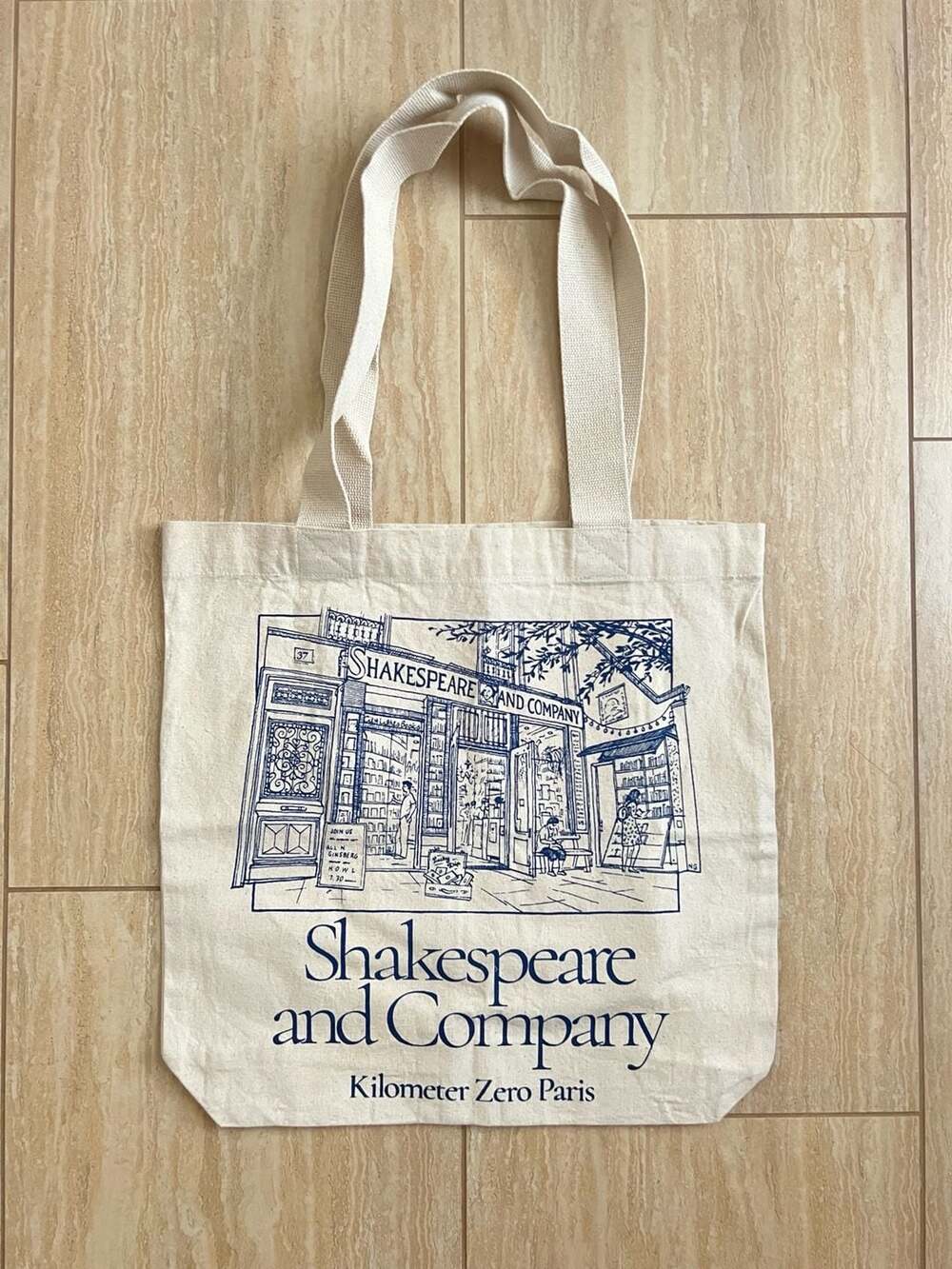 Shakespeare and Company Paris Bookstore Canvas Tote Bag Blue Bio - New